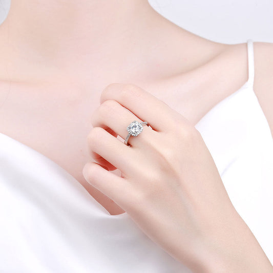 Moissanite Artificial Diamond Princess Square Bag Rings