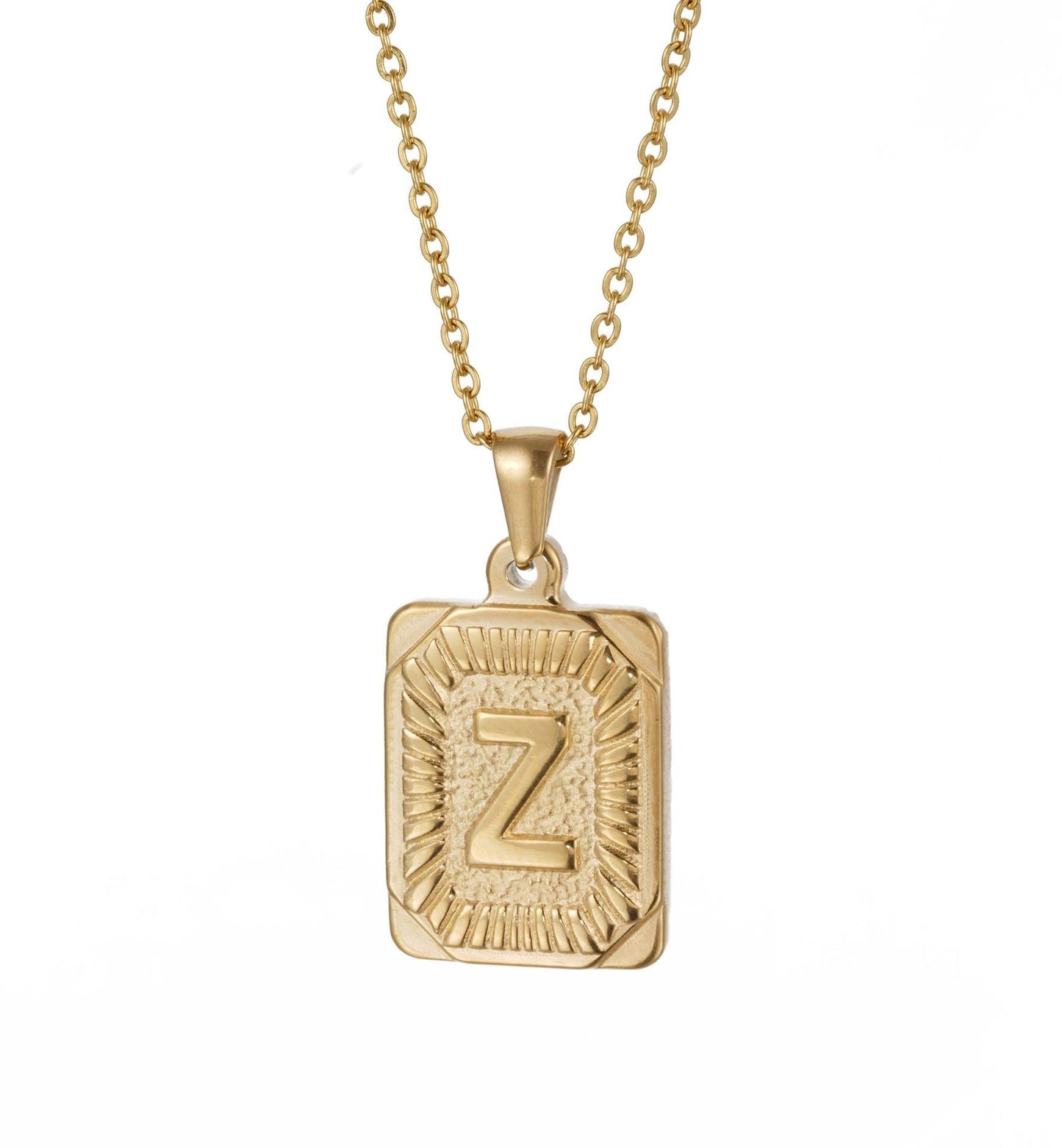 Men's Square Stainless Steel Letter Pendant Titanium Necklaces