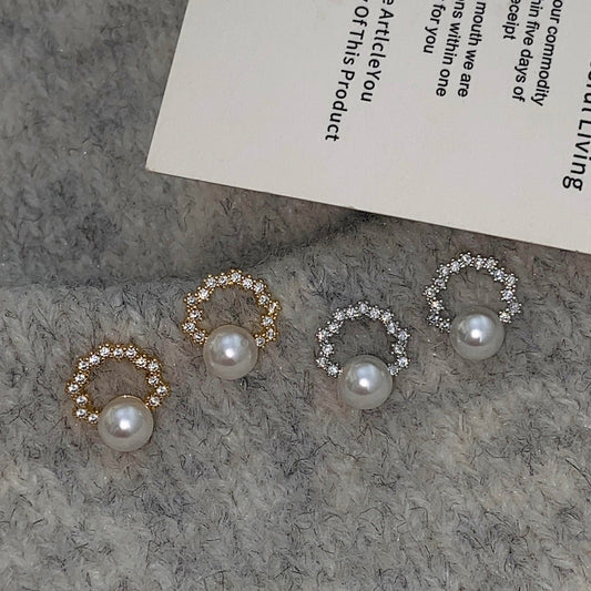 Women's Light Luxury Pearl Zircon For Niche Earrings