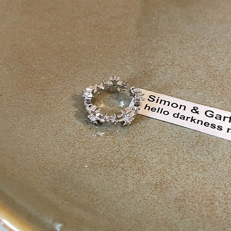 Women's Cold Style Zircon Cross Open Adjustable Rings