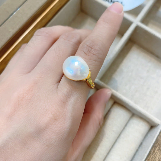 Elegant Baroque Pearl Gem Natural Stone Rings