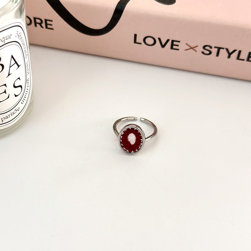 Female Retro Fashion Elegance Gemstone Open Index Finger Tide Rings