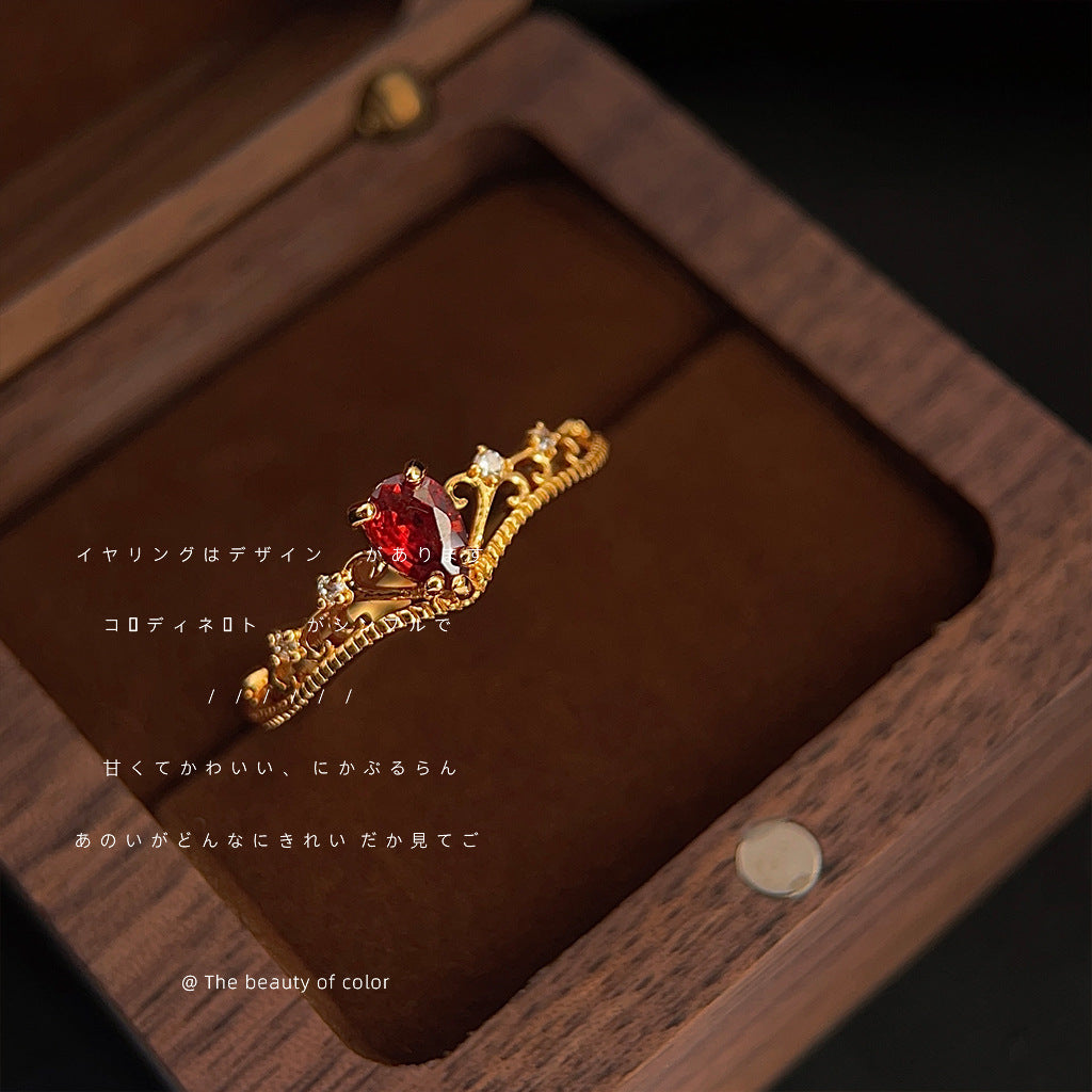 Crown Two-piece Set Inlaid Zircon Electroplated Style Retro Rings