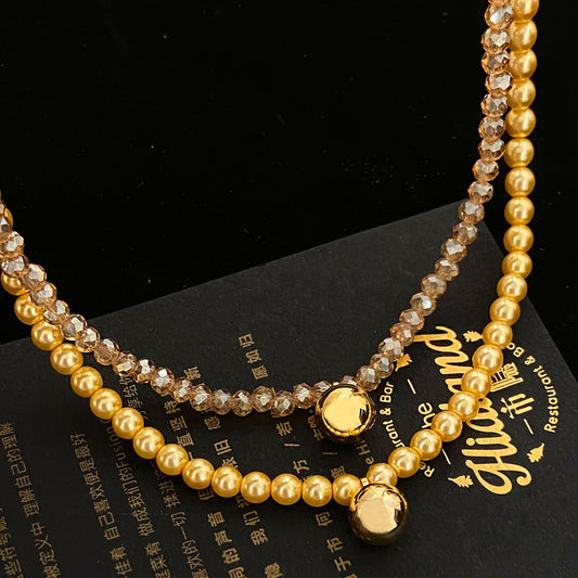 Women's & Men's Protection Glass Pearl Hip Hop Niche Crystal Necklaces