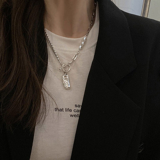 Women's Trendy Cool Stitching Pearl For Hip Necklaces