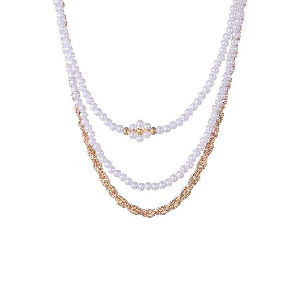 Women's Ornament Personality Pearl Flower Chain Elegant Necklaces