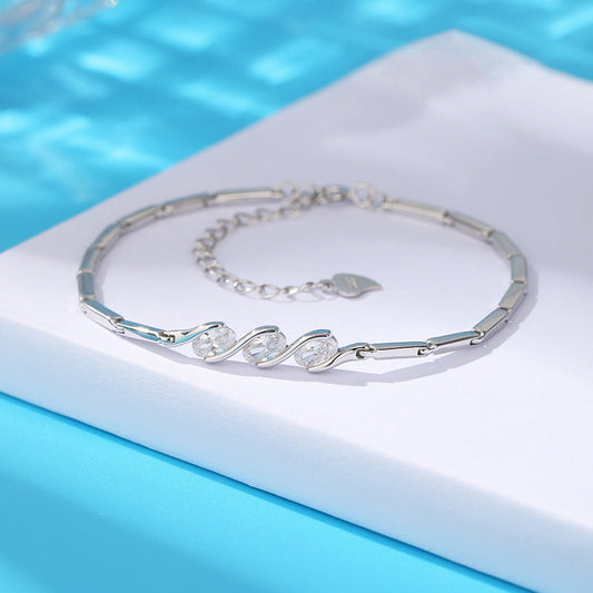 Women's Sier Niche Design Three Egg-shaped Light Bracelets