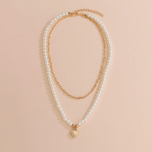 Women's Love Pendant Pearl Double Layer For Necklaces