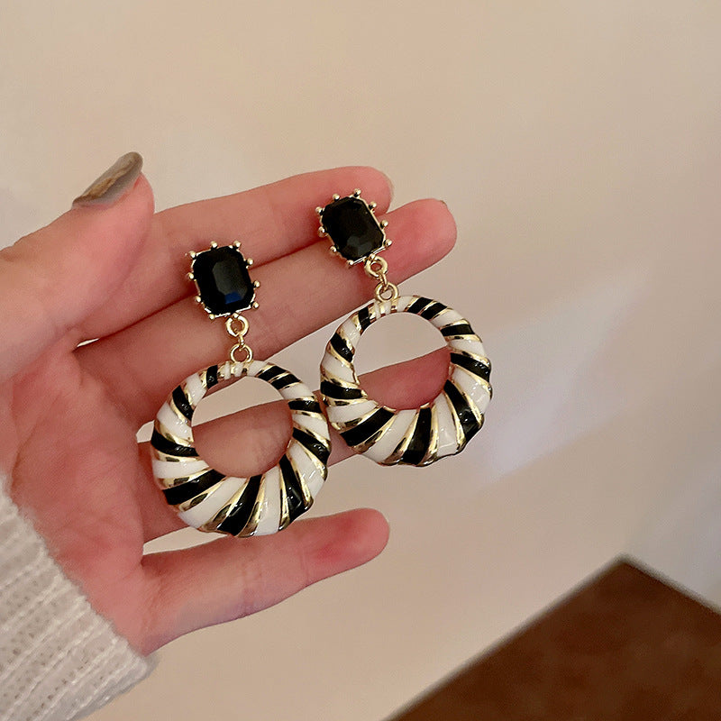 Geometry Black And White Striped Fashion Earrings