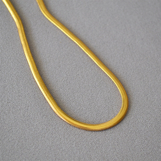 Women's Like Flat Snake Brass Material Gold-plated Necklaces