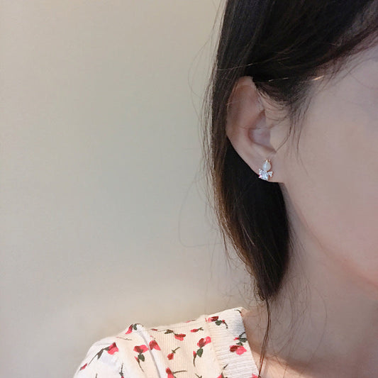 Women's French Style Sterling Sier Needle Angel Earrings