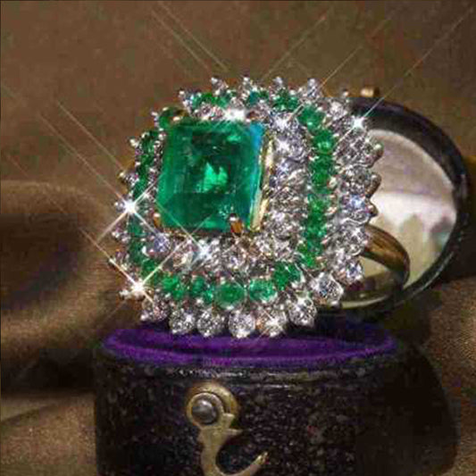 Unique Emerald Golden Topaz Fashion Ornament Rings