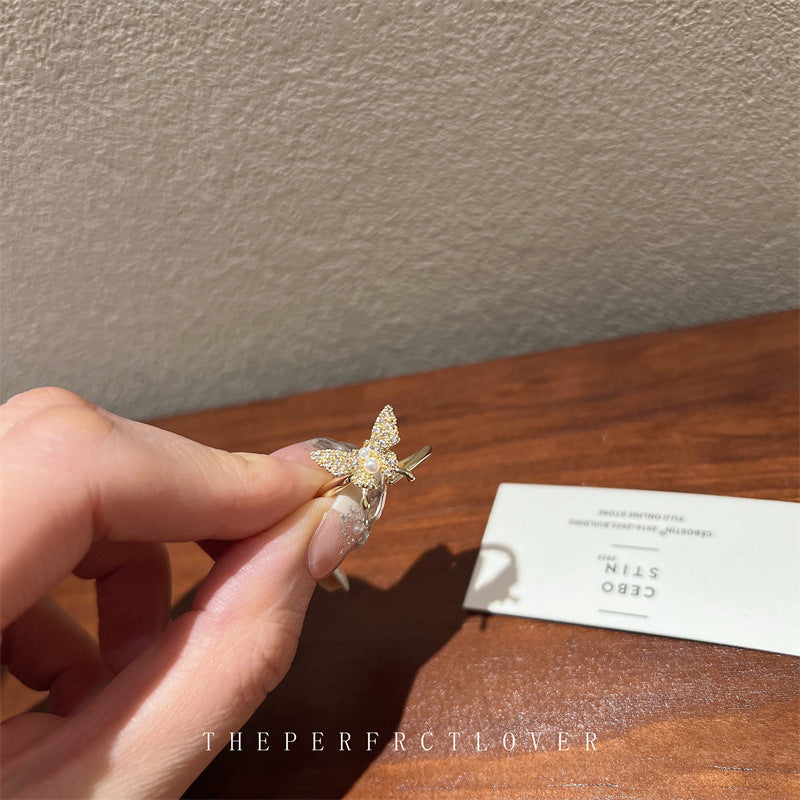 Zircon Pearl Butterfly Tide Niche Design Rings