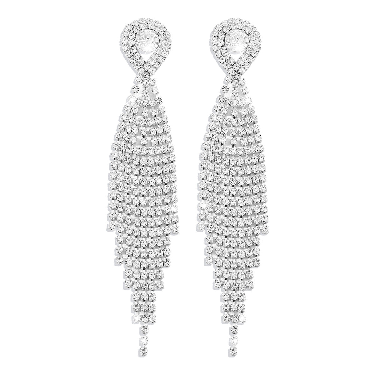 High-key Dignified Tassel Rhinestone Drop-shaped Diamond Earrings