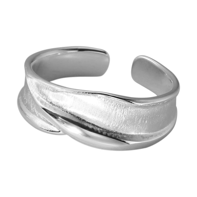 Entire Sterling Sier Bright Matte Glossy Open Rings