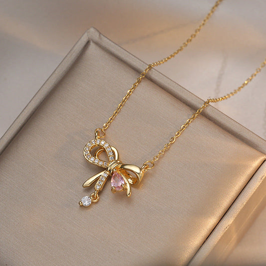 Women's Sweet Niche Temperament Tassel Water Drop Rhinestone Necklaces