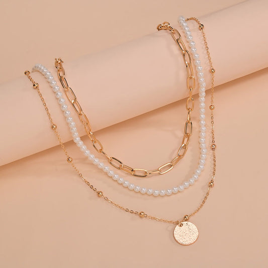 Exaggerated Personalized Clip Type Chain Pearl Necklaces