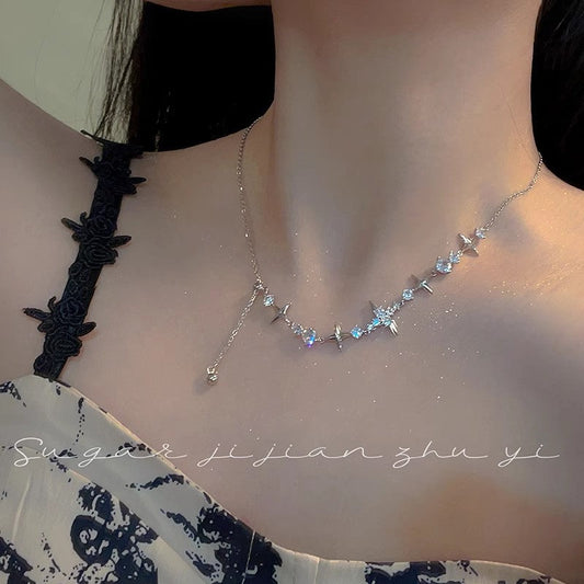 Cool Stars Zircon Female Style Niche Design Titanium Steel Necklaces