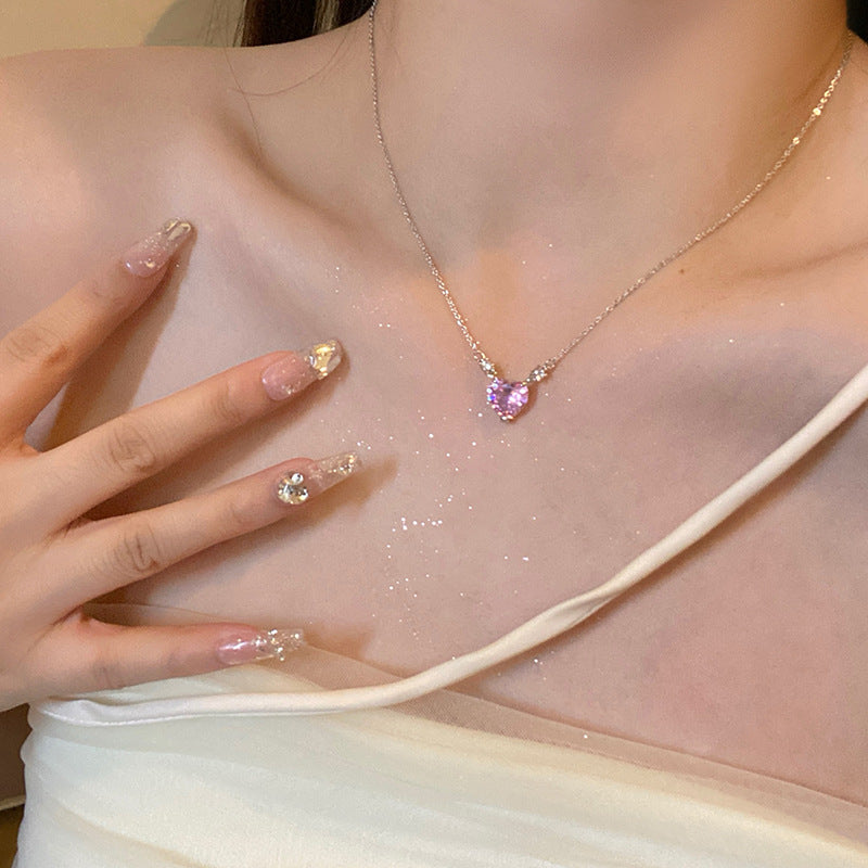 Pendant Clavicle Chain Fresh Sweet Girlish Style Crystal Necklaces