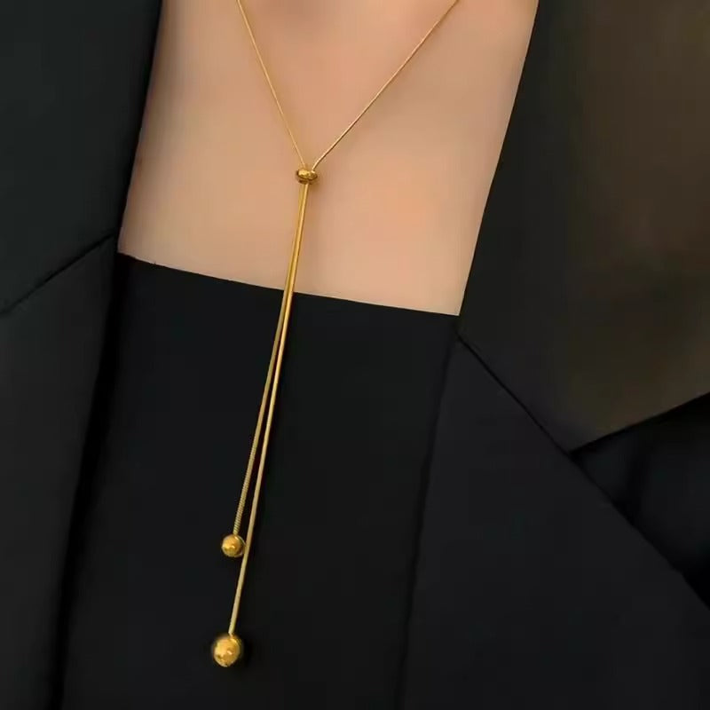 Steel Pull-out Adjustable Sweater Chain High-grade Necklaces