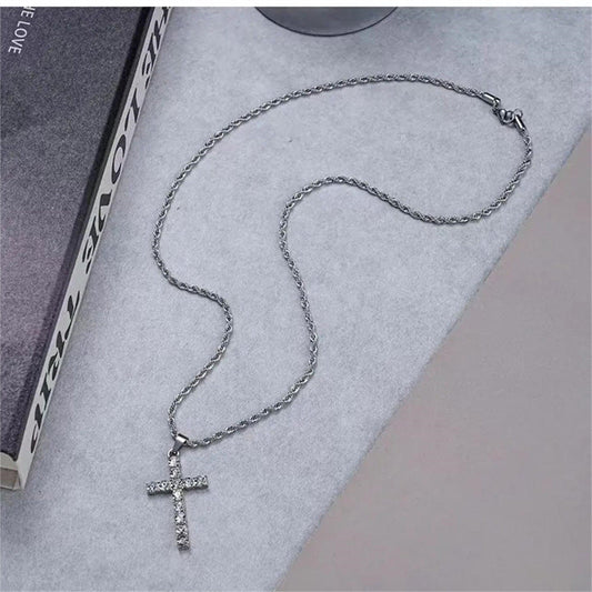 Women's & Men's Diamond Cross Horse Thinking Zircon Hip Hop Personality Necklaces