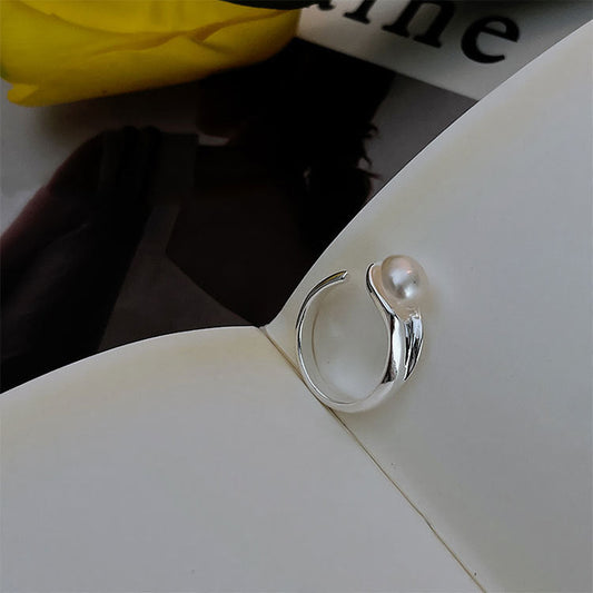 Square Sterling Sier Pearl Female Design Special Interest Light Rings