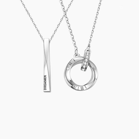 Strip Couple Pair Of Style Advanced Design Sense Necklaces