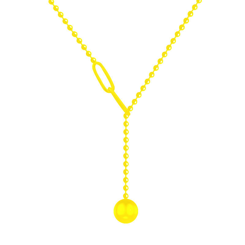 Women's Design Titanium Steel Small Golden Balls Necklaces