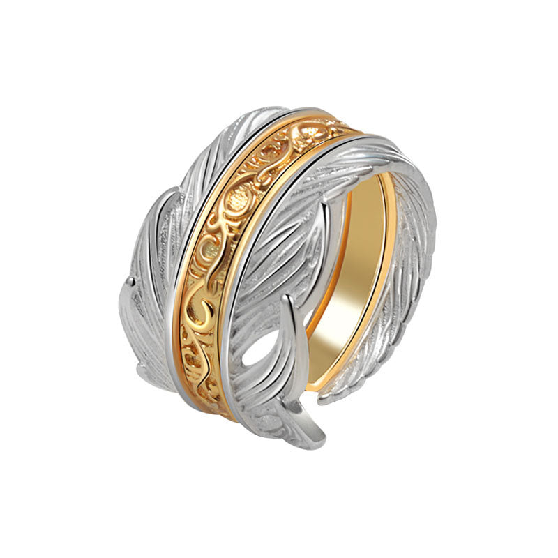 Women's Combination Split Gold And Sier Contrast Rings
