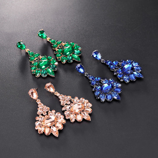 Atmospheric Fashion Popular Alloy Diamond Crystal Earrings