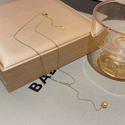 Women's Design Titanium Steel Small Golden Balls Necklaces