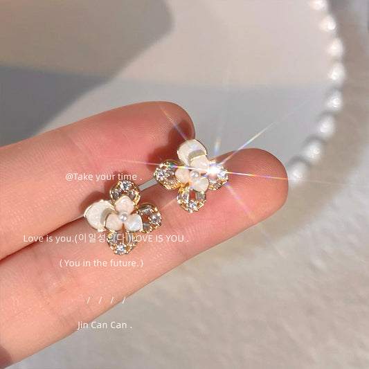 Micro Inlaid Zircon Sier Needle Plated Earrings