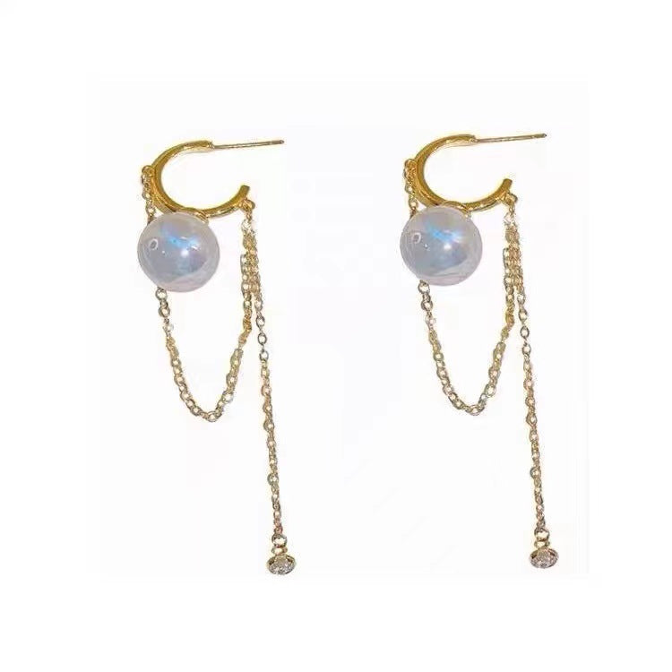 Women's Minority Pearl Chain Pendant Light Luxury Earrings