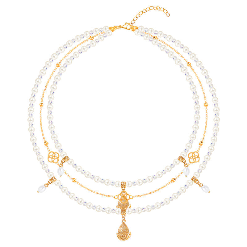 Ancient Style Of Precious Stones Layered Necklaces