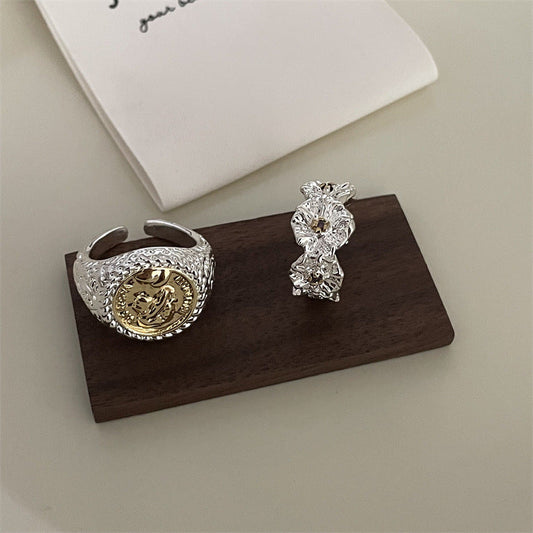 Style Korean Niche Design Pattern Antique Rings
