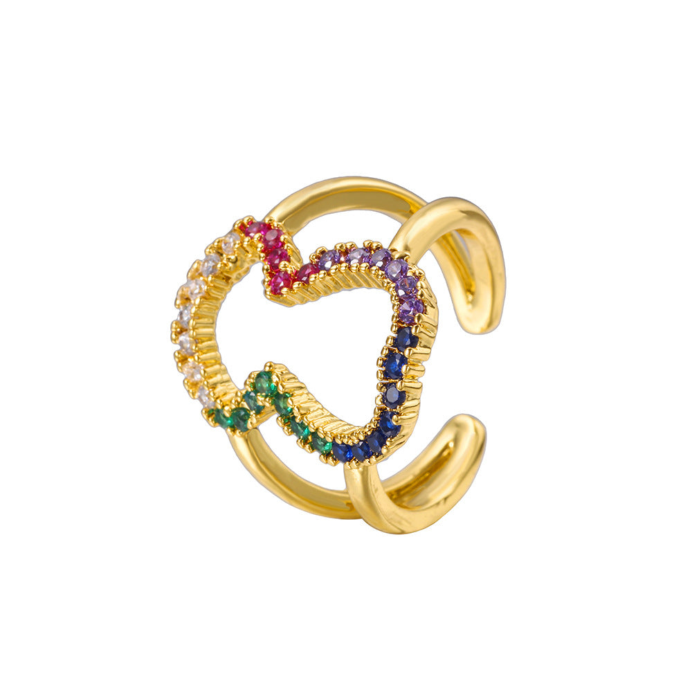 Cute Personality Hollow Bear Female Copper Rings