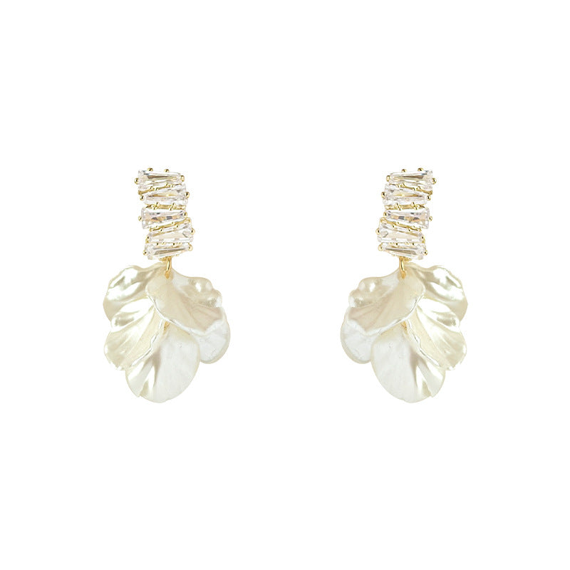 Women's Zircon Shell Petal For Niche Design Earrings