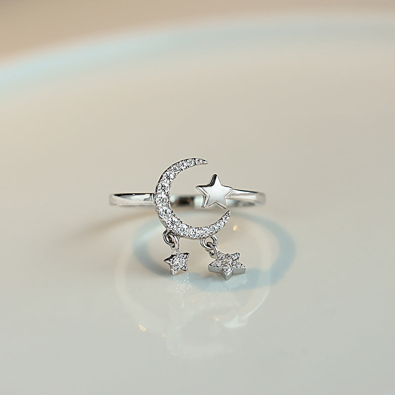 Female Design Light Luxury Personality Diamond Tassel Small Star Rings