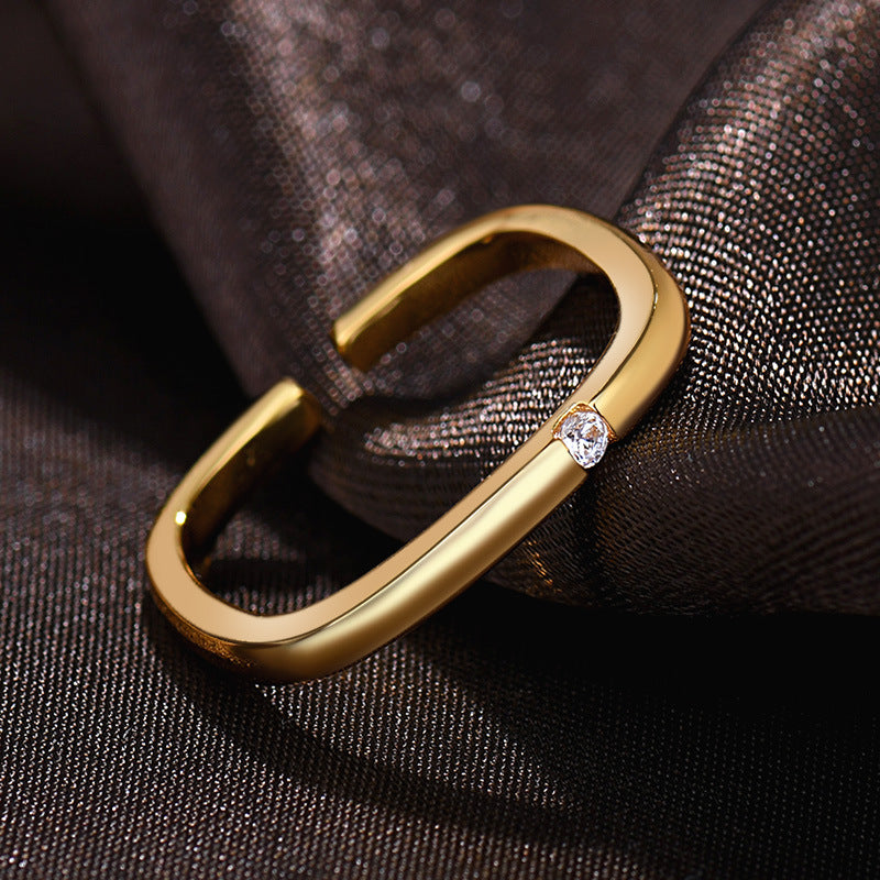 Artistic Gold Plated Square Open Ms. Rings