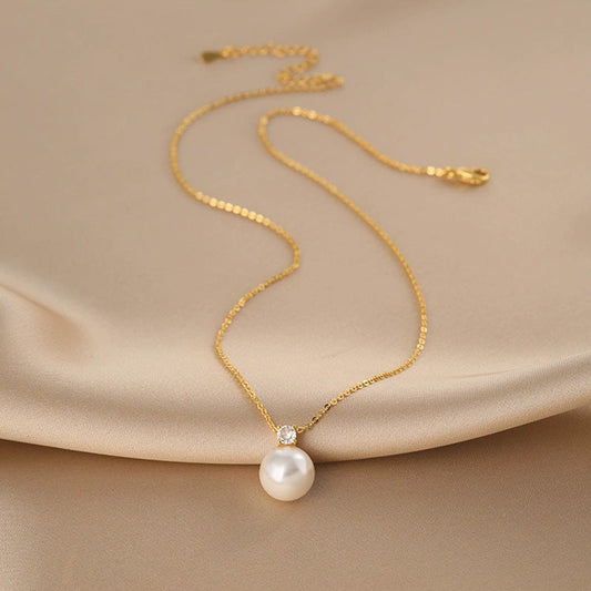 Pearl Temperament Wild Titanium Steel Female Niche Necklaces