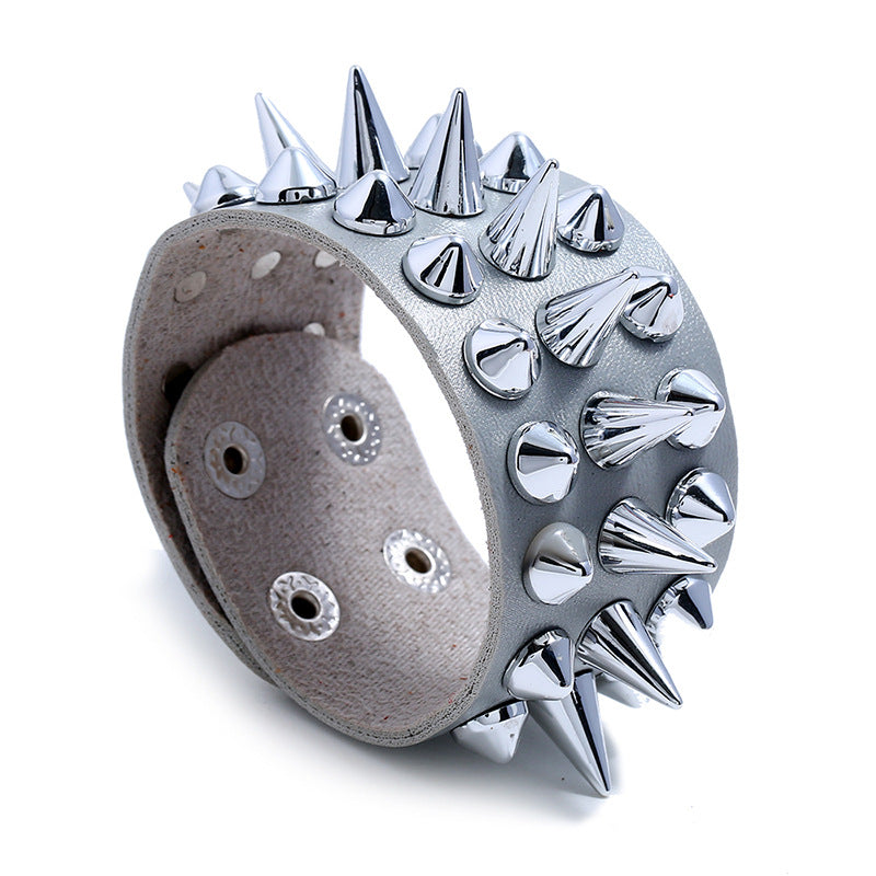 Men's Punk Exaggerated Leather Trendy Pointed Nail Bracelets