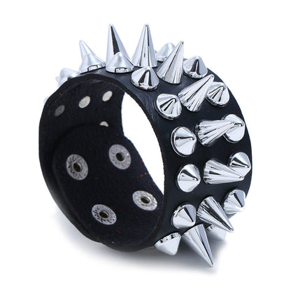 Men's Punk Exaggerated Leather Trendy Pointed Nail Bracelets