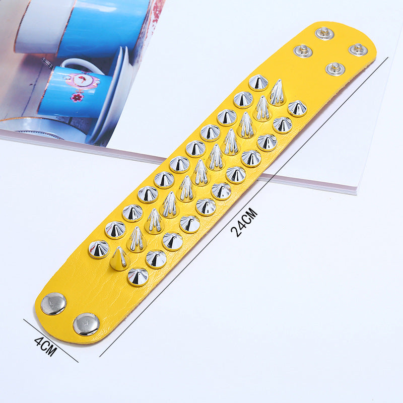 Men's Punk Exaggerated Leather Trendy Pointed Nail Bracelets