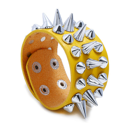 Men's Punk Exaggerated Leather Trendy Pointed Nail Bracelets