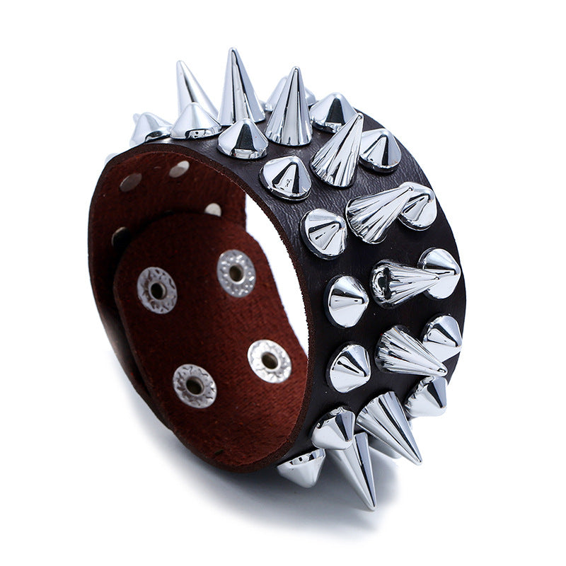 Men's Punk Exaggerated Leather Trendy Pointed Nail Bracelets