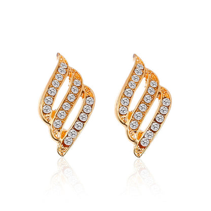 Women's Jewelry Fashionable Angel Wings Feather Diamond Earrings