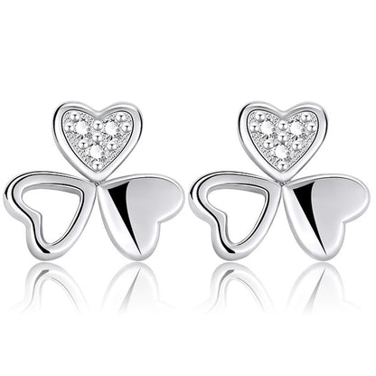 Women's Sterling Sier Korean Style Fashion Clover Small Earrings