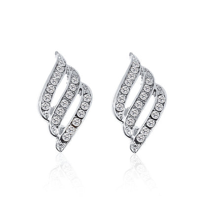 Women's Jewelry Fashionable Angel Wings Feather Diamond Earrings
