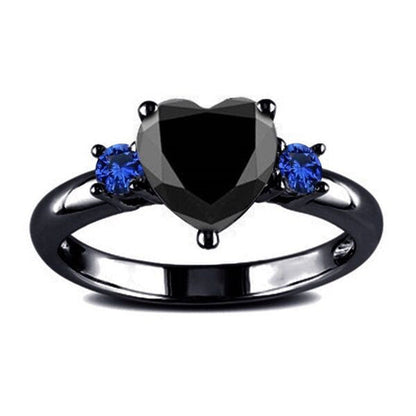 Ornament Heart-shaped Electroplating Gun Black Hand Rings