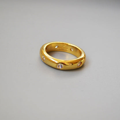 Refined And Simple Glossy Brass Gold Plated Zircon Rings